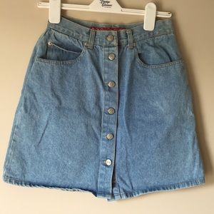 Vintage High Waisted Denim Mini Skirt Femme Fatale